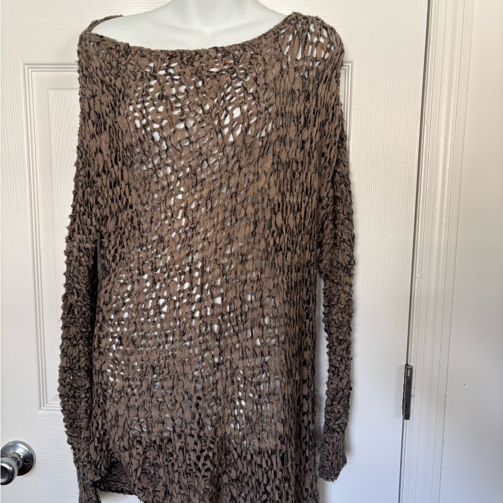 Helmut Lang Off-the-Shoulder Brown Sweater Alpaca